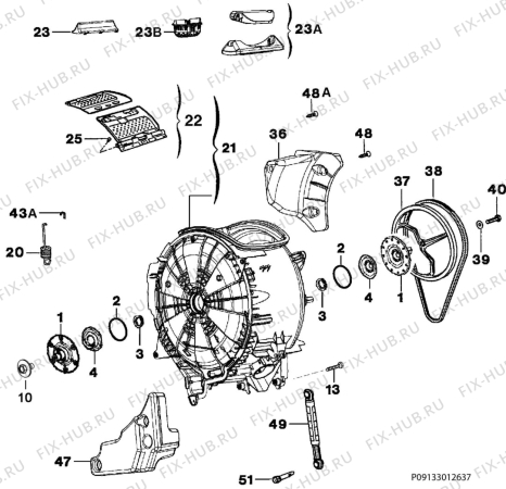 Взрыв-схема стиральной машины Electrolux EWT1062TEW - Схема узла Functional parts 267